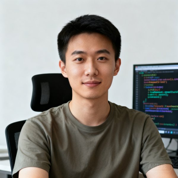 首席技术官李磊，年轻干练，穿着休闲T恤，背后有代码屏幕